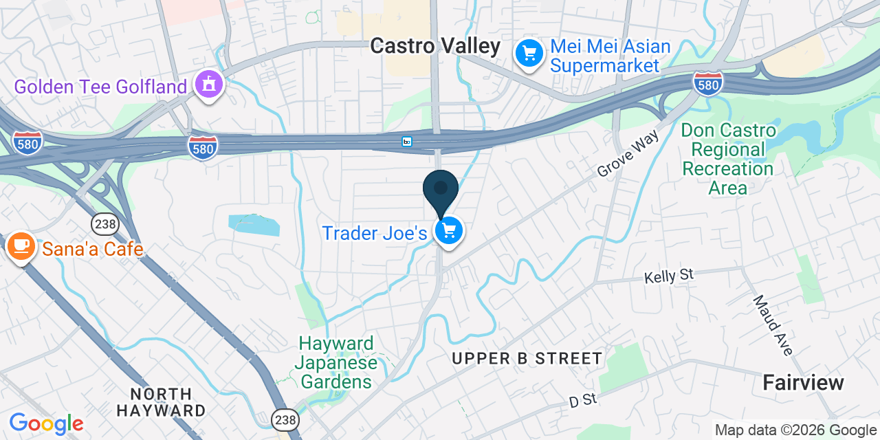 Map showing Castro Valley, Alameda County, CA