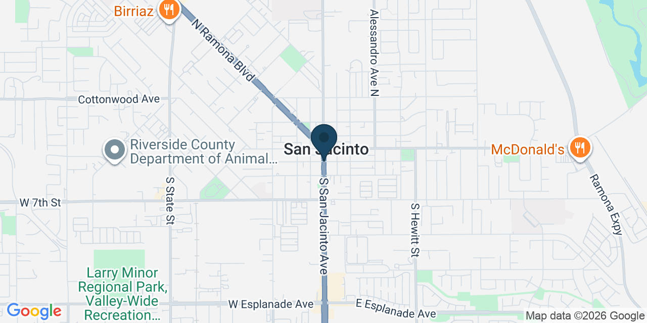 Map showing San Jacinto, Riverside County, CA