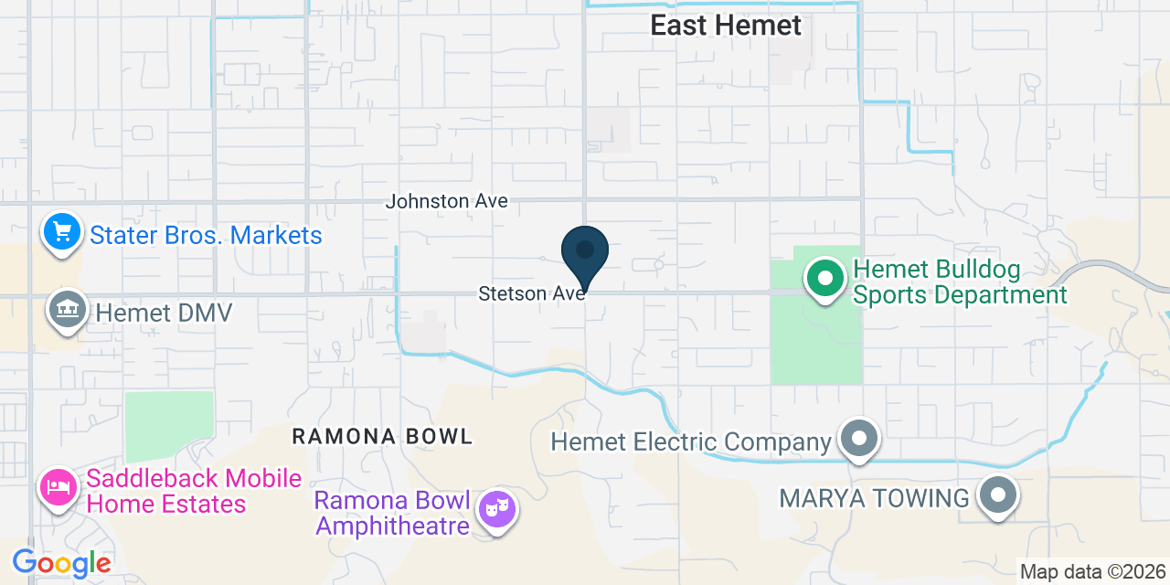 Map showing East Hemet, Riverside County, CA