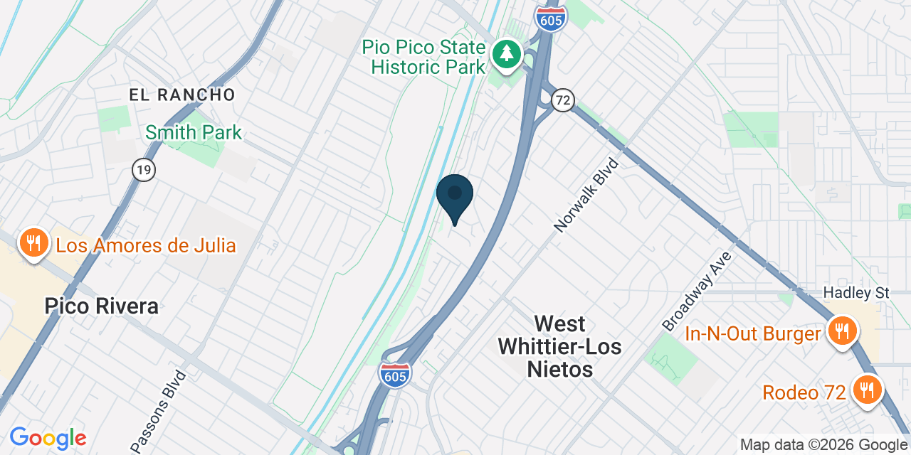 Map showing Whittier, Los Angeles County, CA