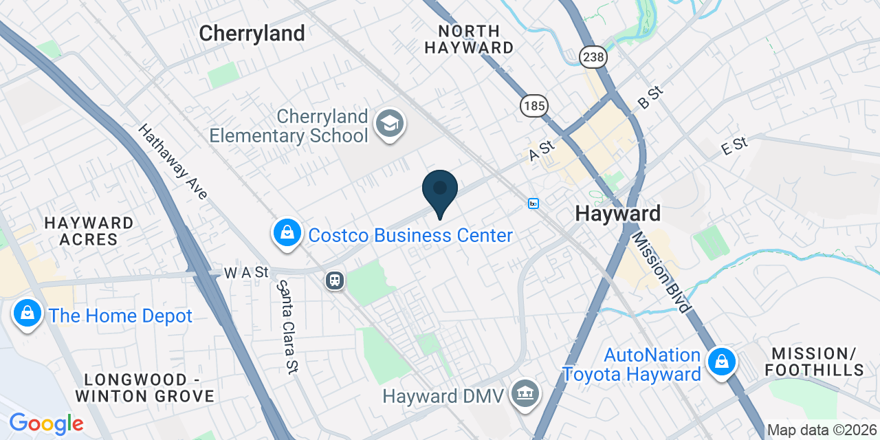 Map showing Hayward, Alameda County, CA