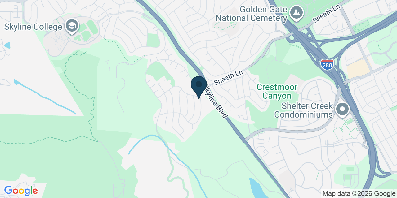 Map showing San Bruno, San Mateo County, CA