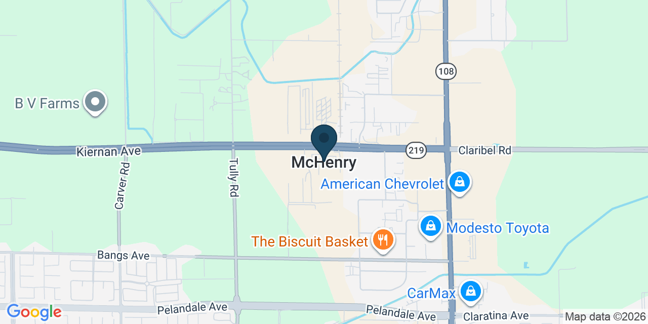 Map showing McHenry, Stanislaus County, CA