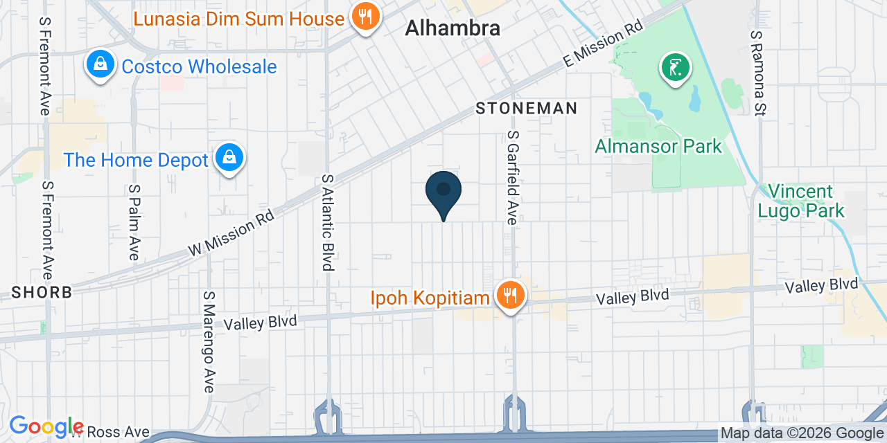 Map showing Alhambra, Los Angeles County, CA
