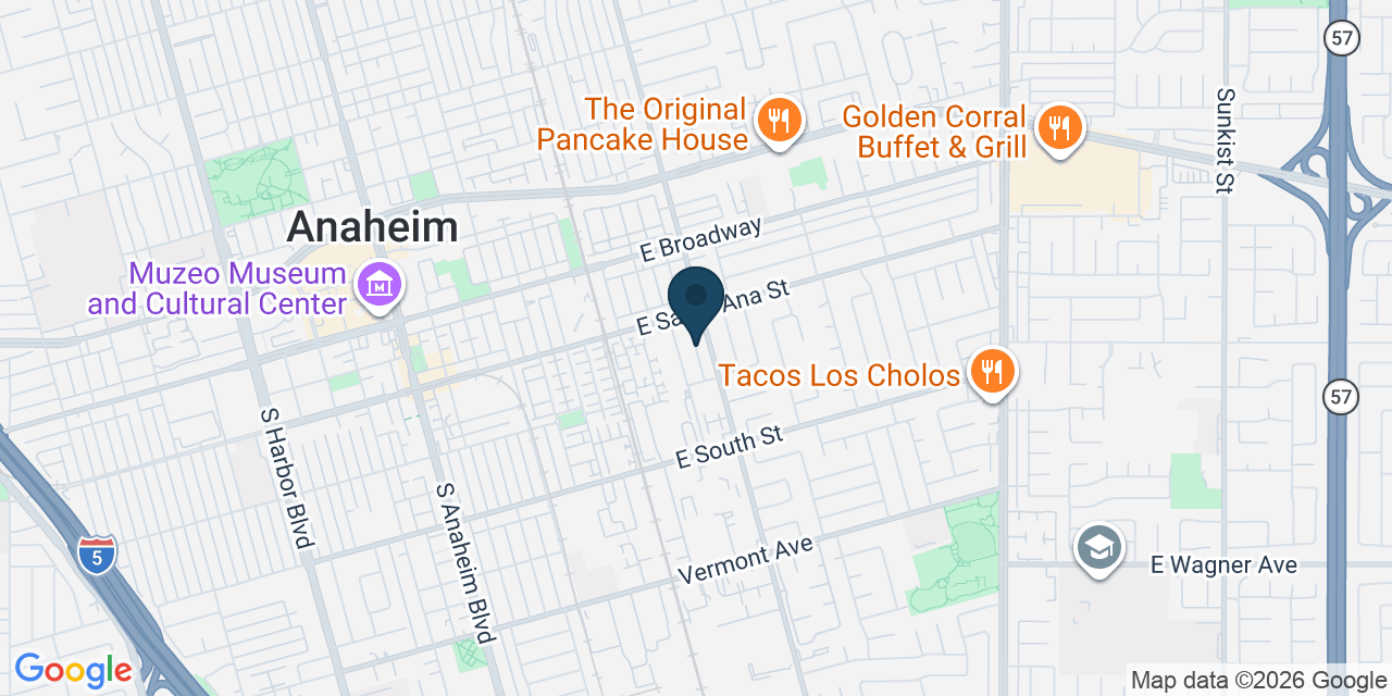 Map showing Anaheim, Orange County, CA