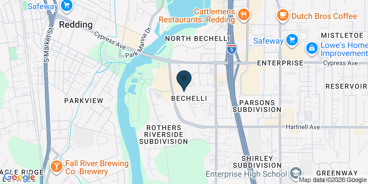 Map showing Redding, Shasta County, CA