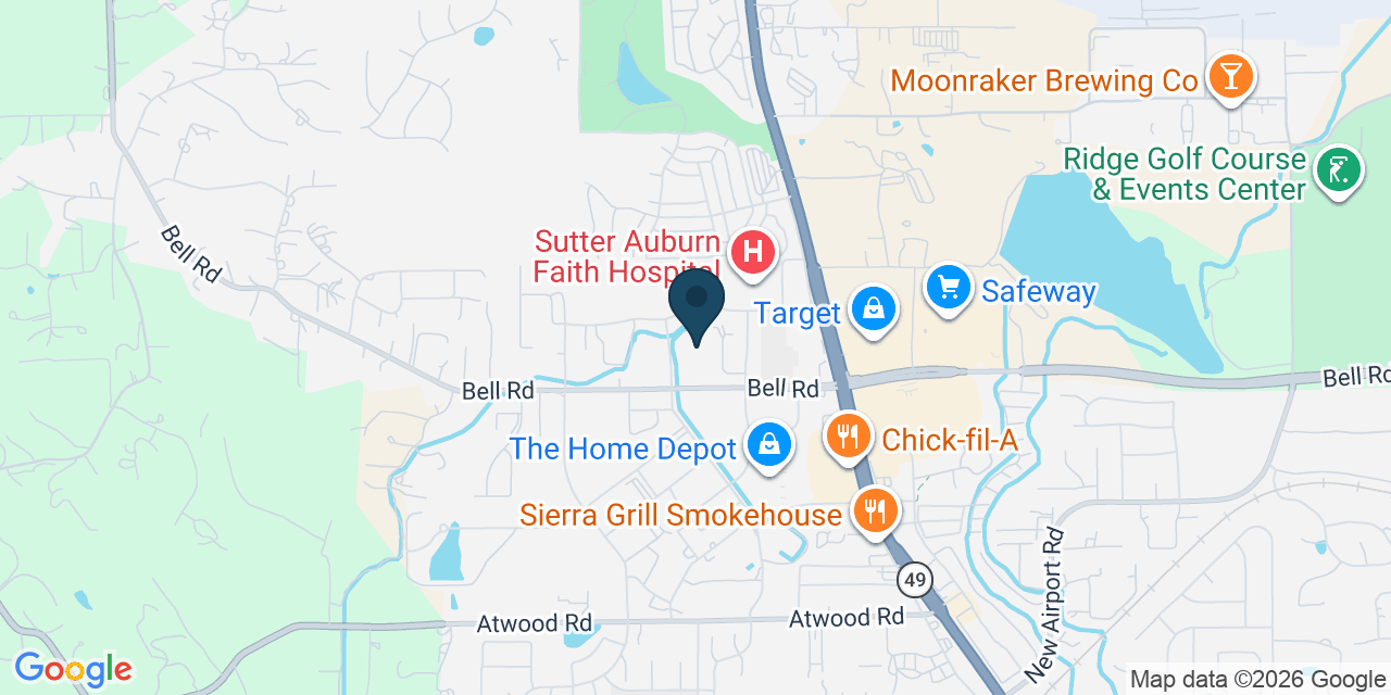 Map showing Auburn, Placer County, CA