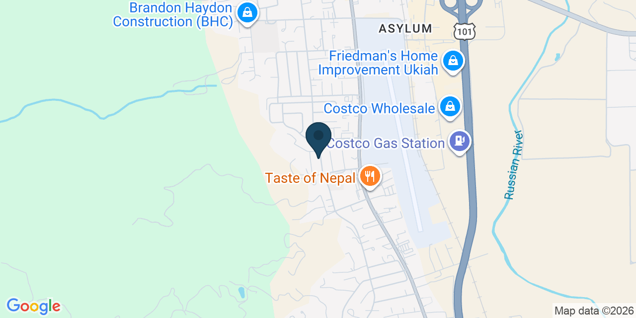 Map showing Ukiah, Mendocino County, CA