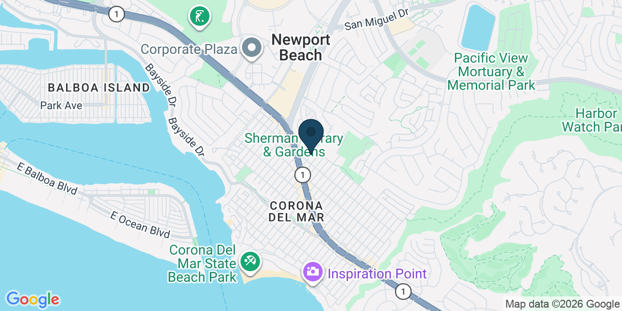 Map showing Newport Beach, Orange County, CA