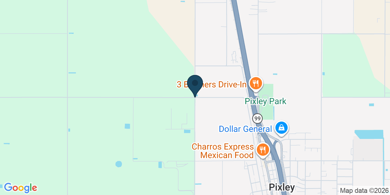 Map showing Pixley, Tulare County, CA