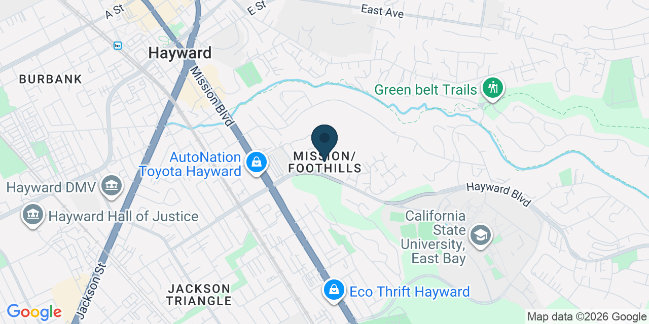 Map showing Hayward, Alameda County, CA