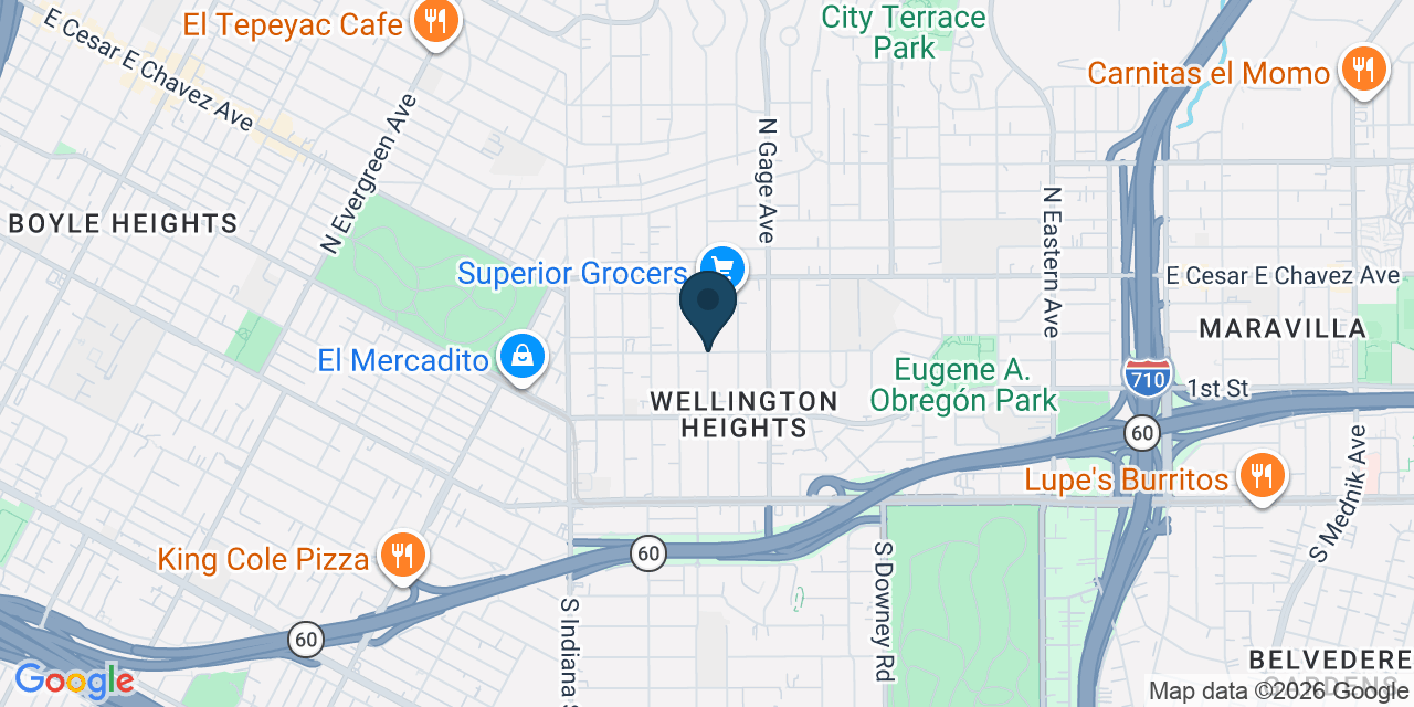Map showing East Los Angeles, Los Angeles County, CA