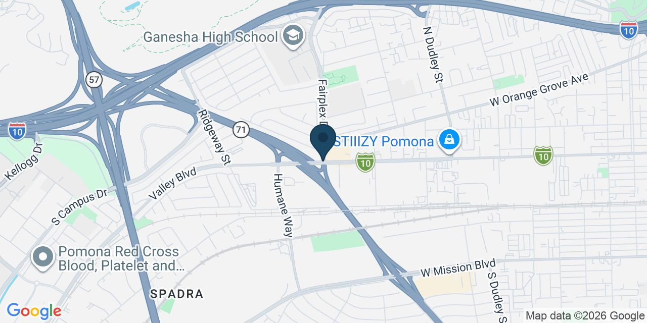 Map showing Pomona, Los Angeles County, CA