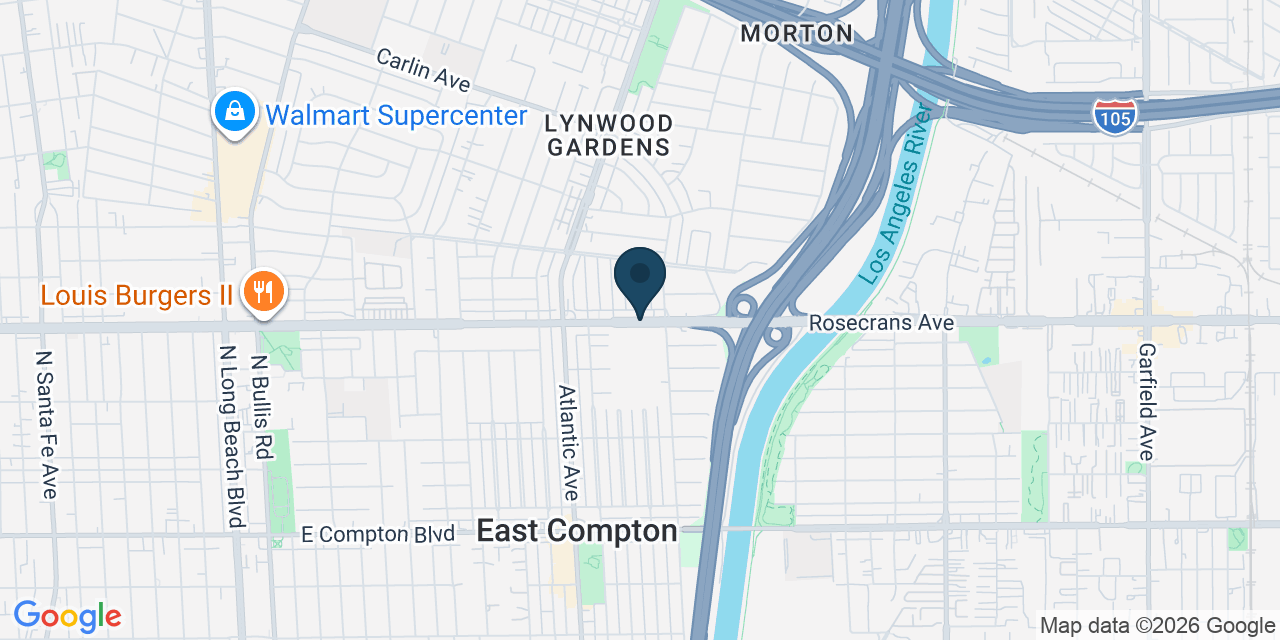 Map showing Compton, Los Angeles County, CA