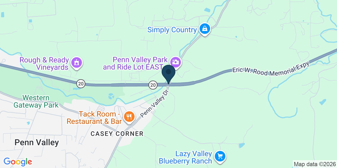 Map showing Nevada County, CA