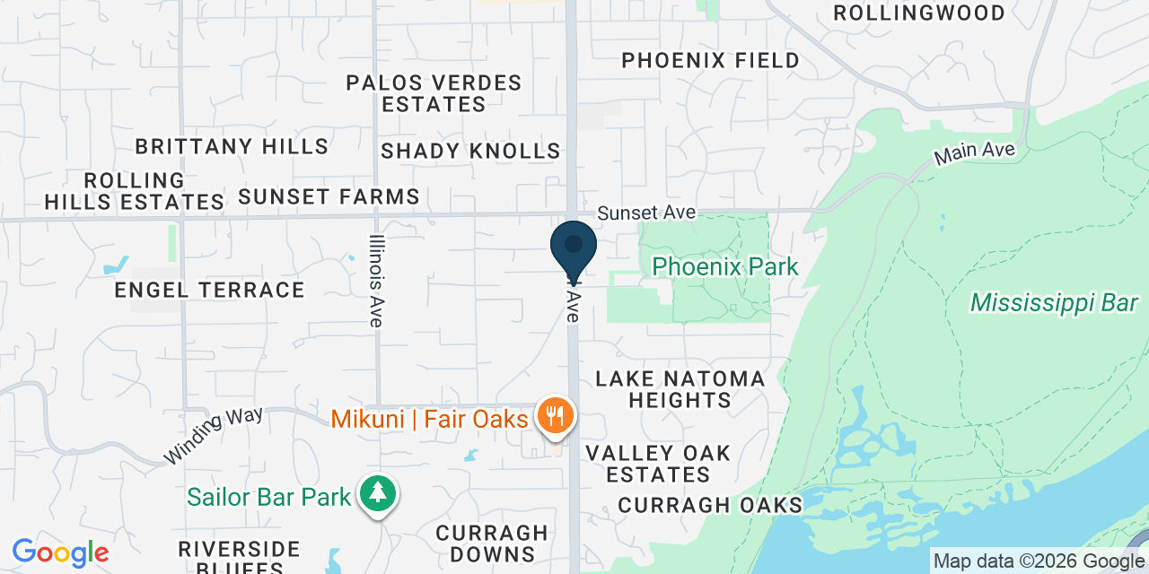 Map showing Fair Oaks, Sacramento County, CA