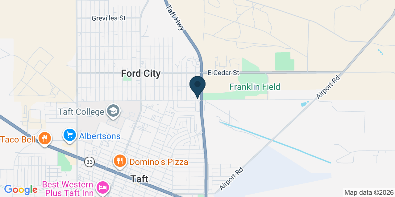 Map showing Taft, Kern County, CA