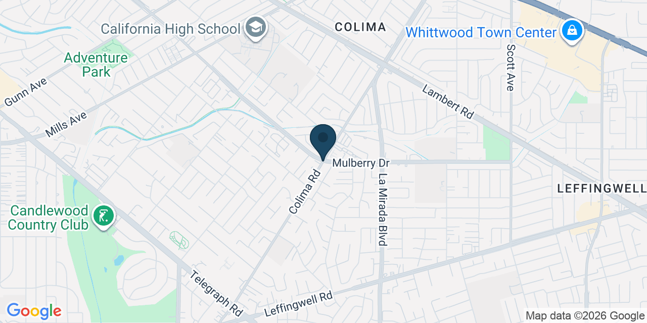 Map showing South Whittier, Los Angeles County, CA