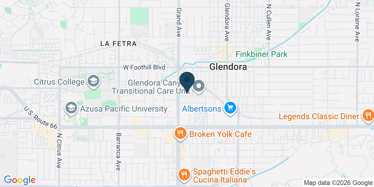 Map showing Glendora, Los Angeles County, CA
