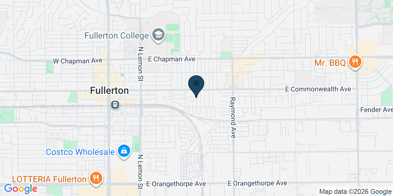 Map showing Fullerton, Orange County, CA
