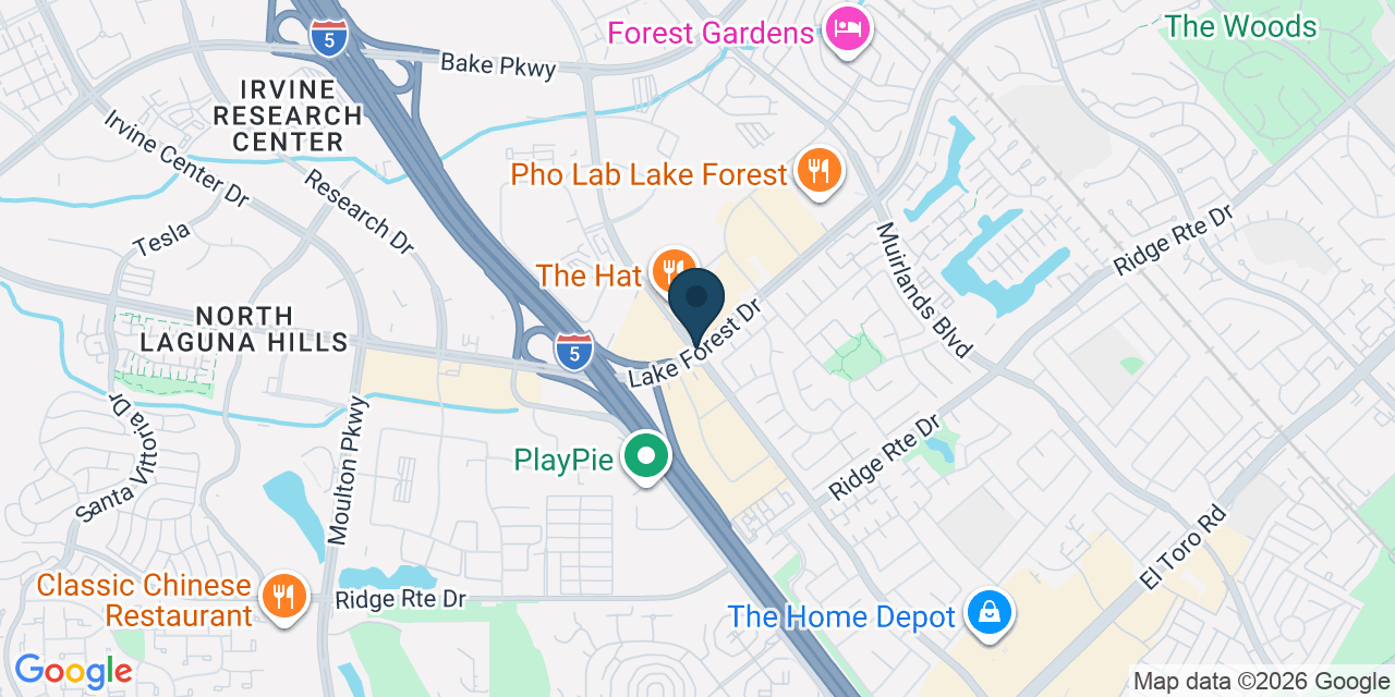 Map showing Lake Forest, Orange County, CA