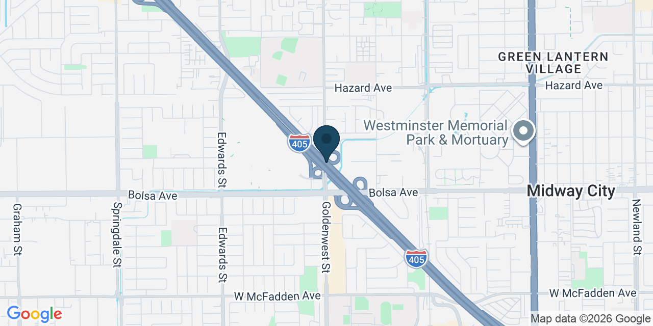 Map showing Westminster, Orange County, CA