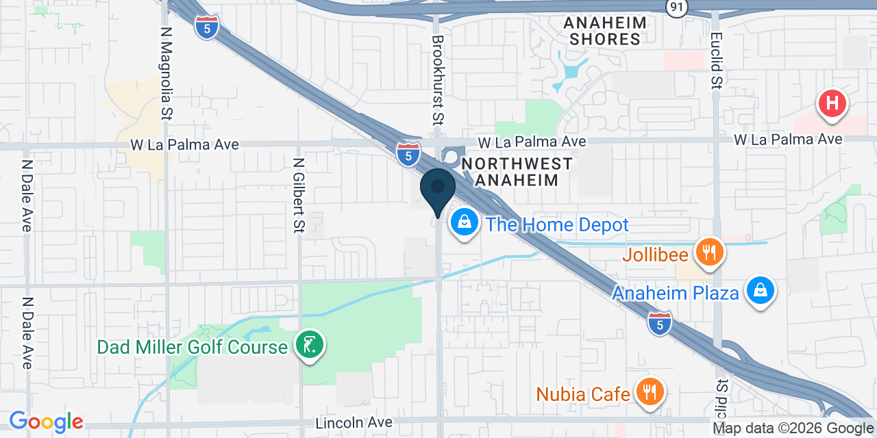 Map showing Anaheim, Orange County, CA