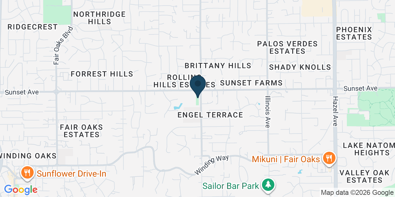 Map showing Fair Oaks, Sacramento County, CA
