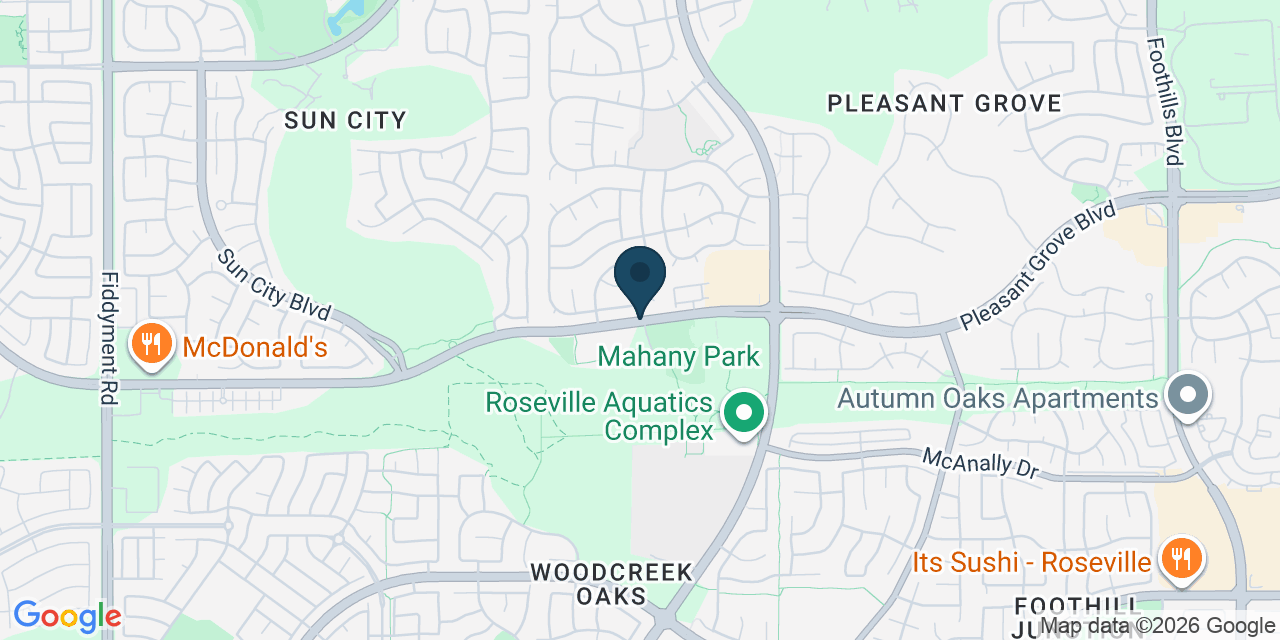 Map showing Roseville, Placer County, CA