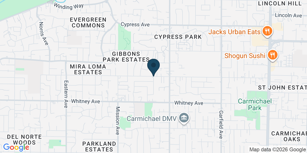 Map showing Carmichael, Sacramento County, CA