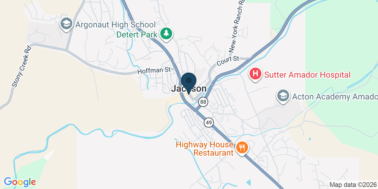 Map showing Jackson, Amador County, CA