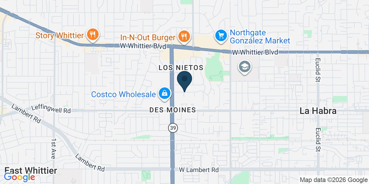 Map showing La Habra, Orange County, CA