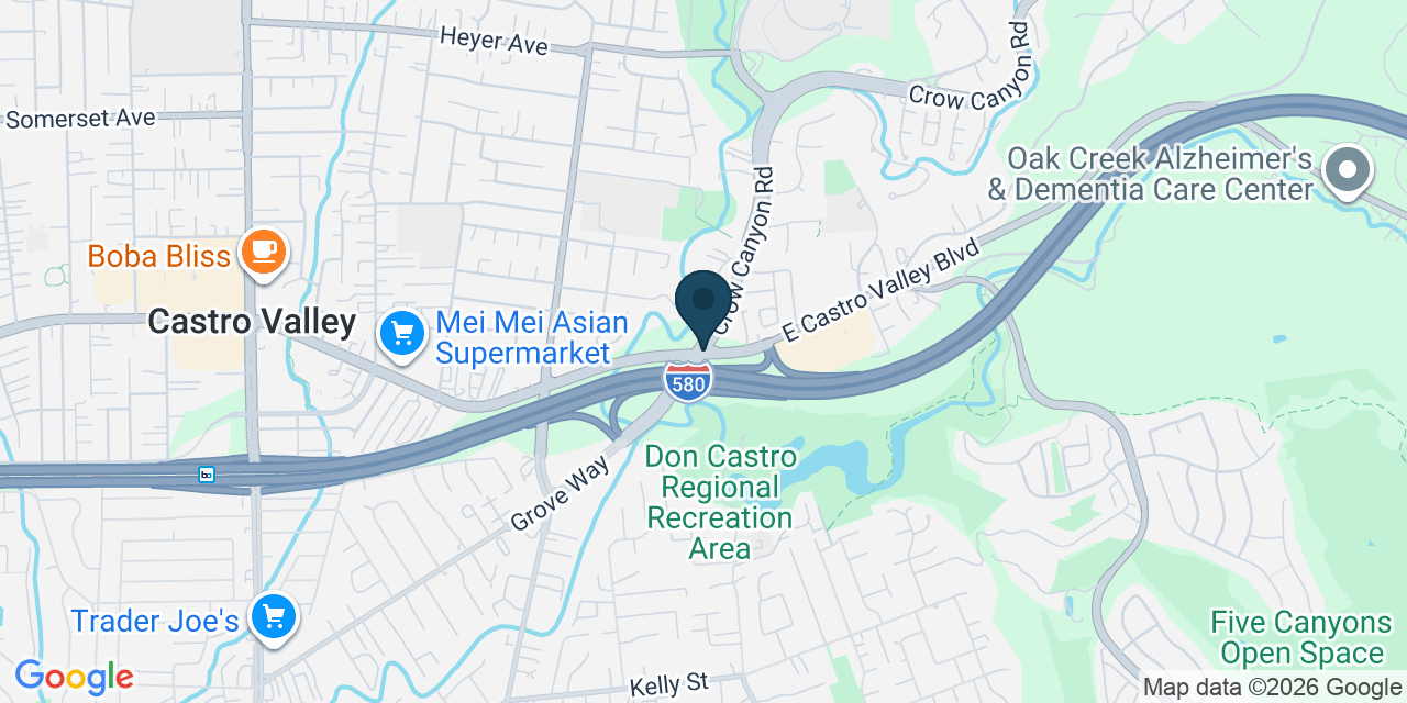 Map showing Castro Valley, Alameda County, CA