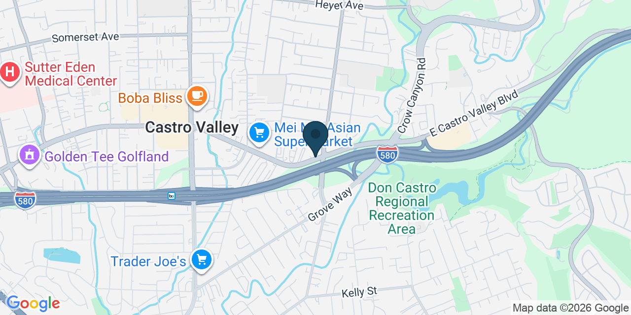 Map showing Castro Valley, Alameda County, CA
