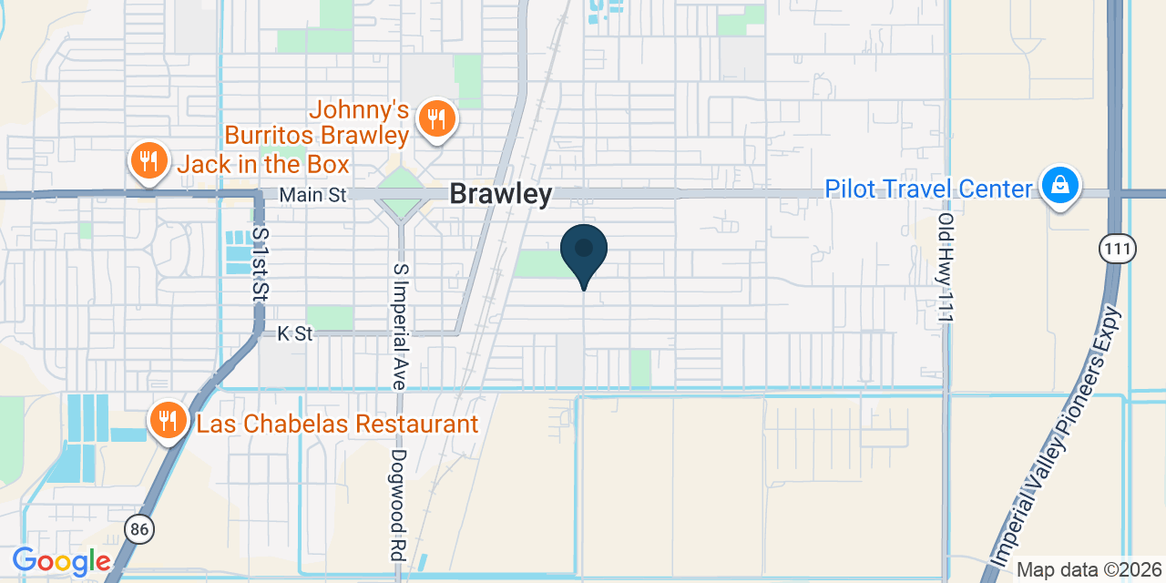 Map showing Brawley, Imperial County, CA
