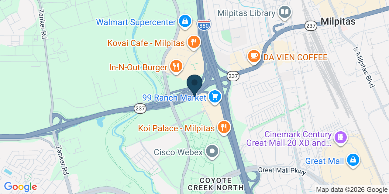 Map showing Milpitas, Santa Clara County, CA