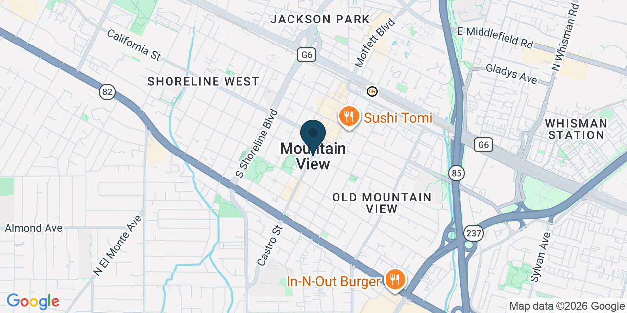 Map showing Mountain View, Santa Clara County, CA