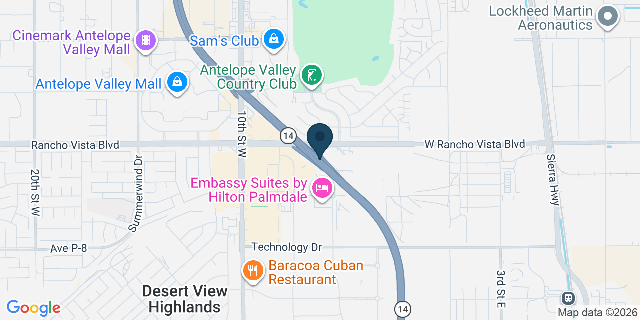 Map showing Palmdale, Los Angeles County, CA