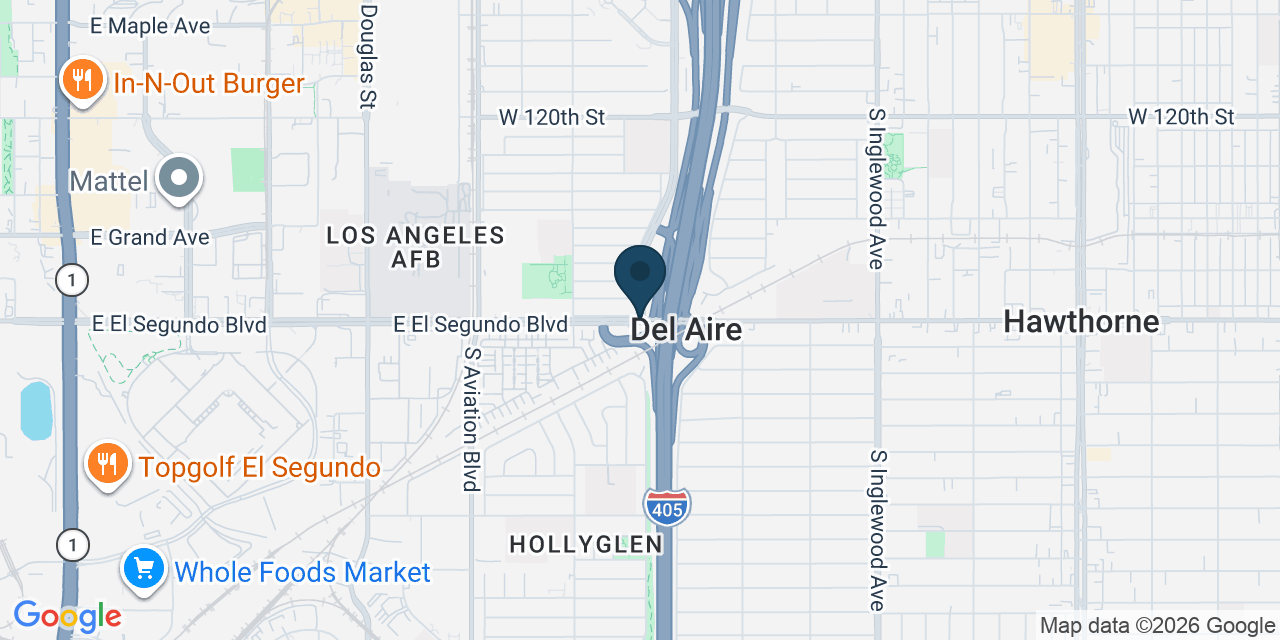 Map showing Del Aire, Los Angeles County, CA