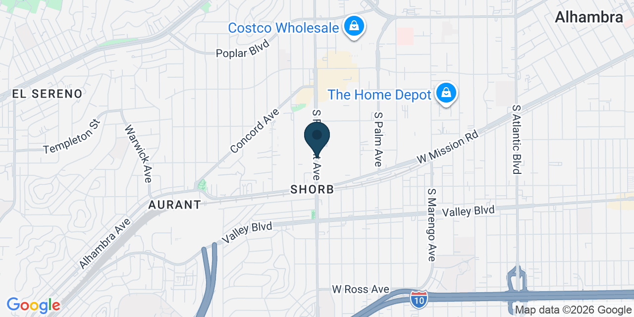 Map showing Alhambra, Los Angeles County, CA