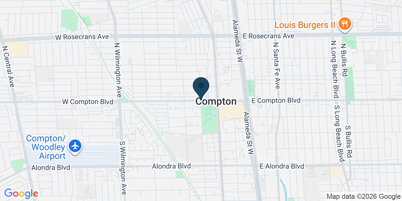 Map showing Compton, Los Angeles County, CA