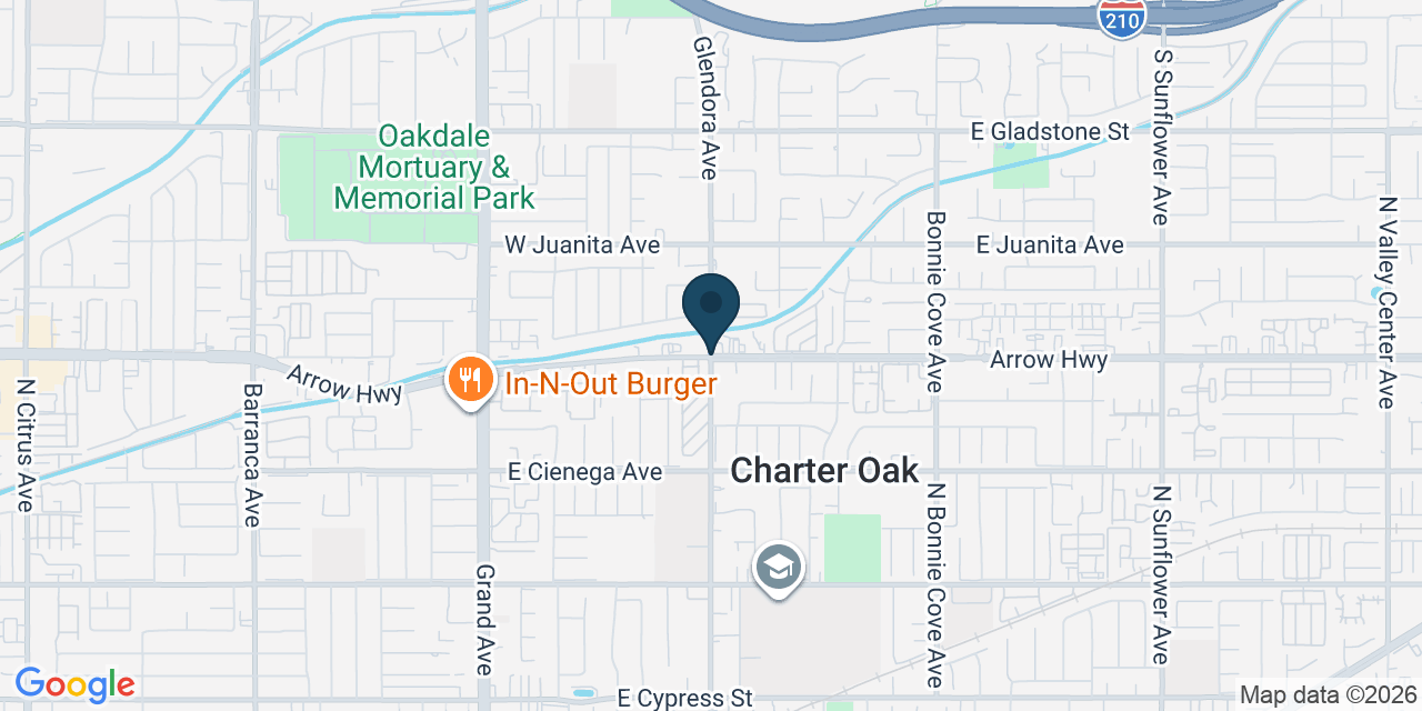 Map showing Glendora, Los Angeles County, CA
