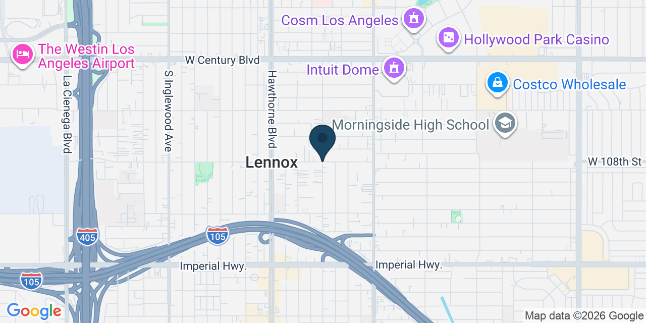 Map showing Lennox, Los Angeles County, CA
