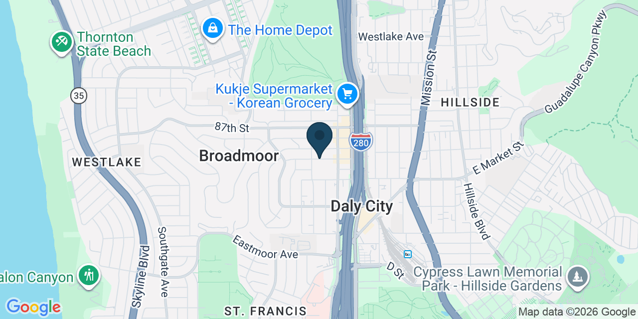 Map showing San Mateo County, CA