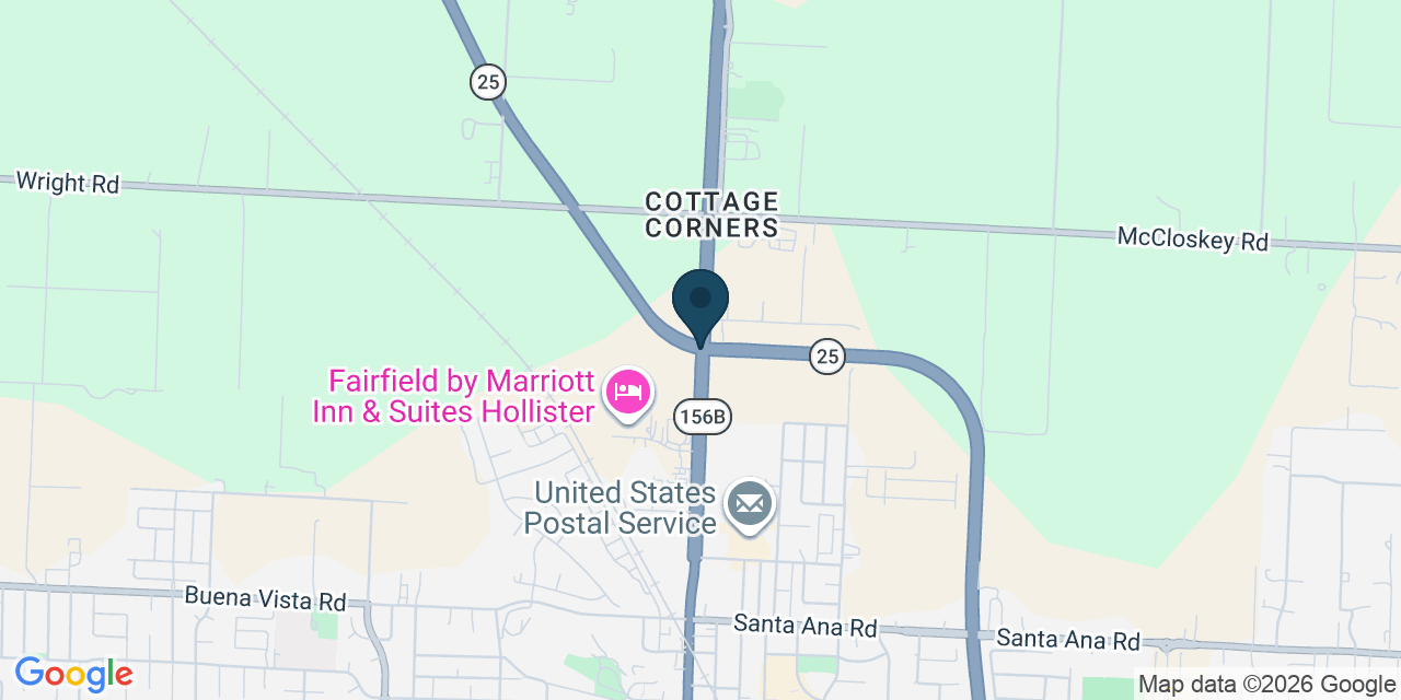Map showing Hollister, San Benito County, CA