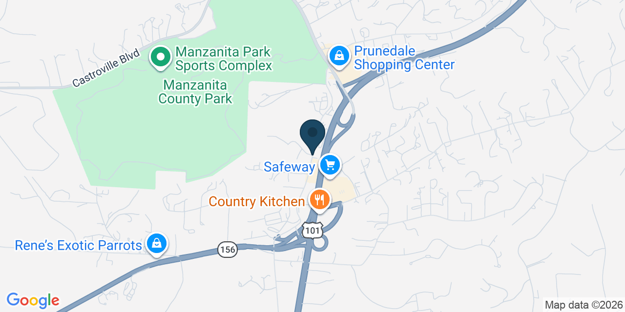 Map showing Prunedale, Monterey County, CA