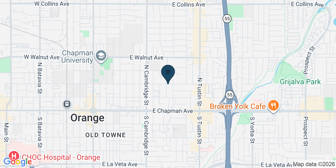 Map showing Orange, Orange County, CA