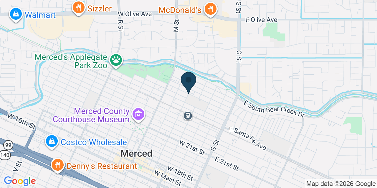 Map showing Merced, Merced County, CA