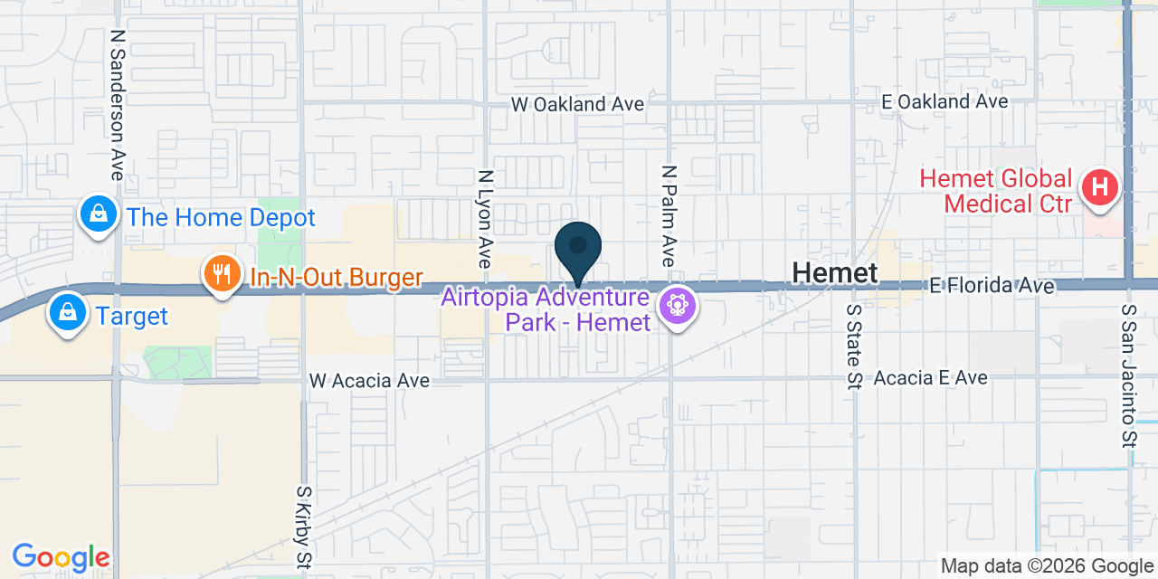 Map showing Hemet, Riverside County, CA