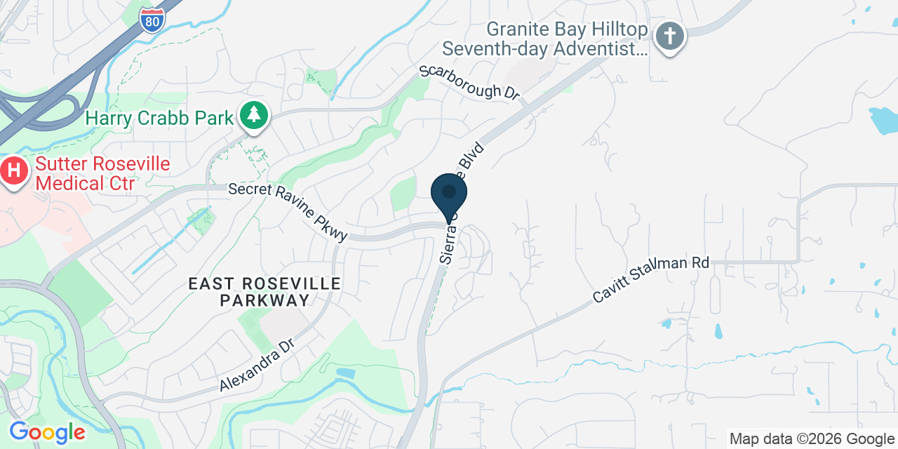 Map showing Roseville, Placer County, CA
